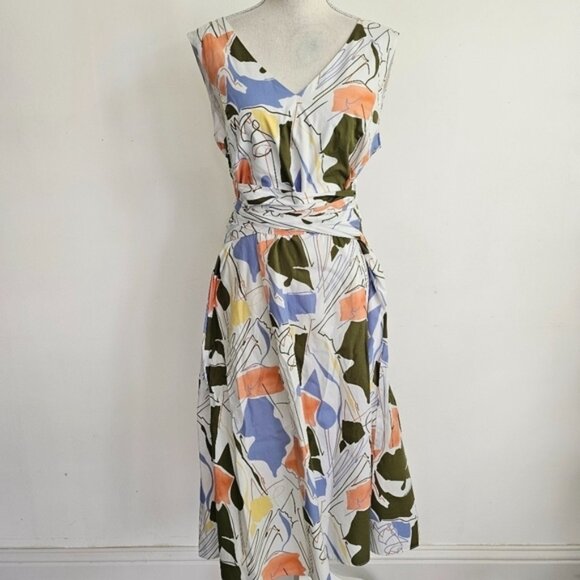 Lafayette 148 New York Aileen Print Tie-Waist Midi Dress - Picture 2 of 11